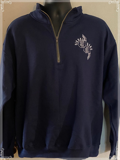 Navy Embroidered Half Zip Fleece Lined Sweat Shirt